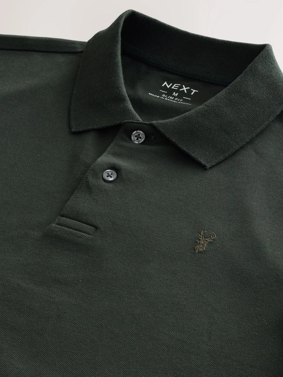 Rich Olive Green Slim Fit Short Sleeve Pique Polo Shirt