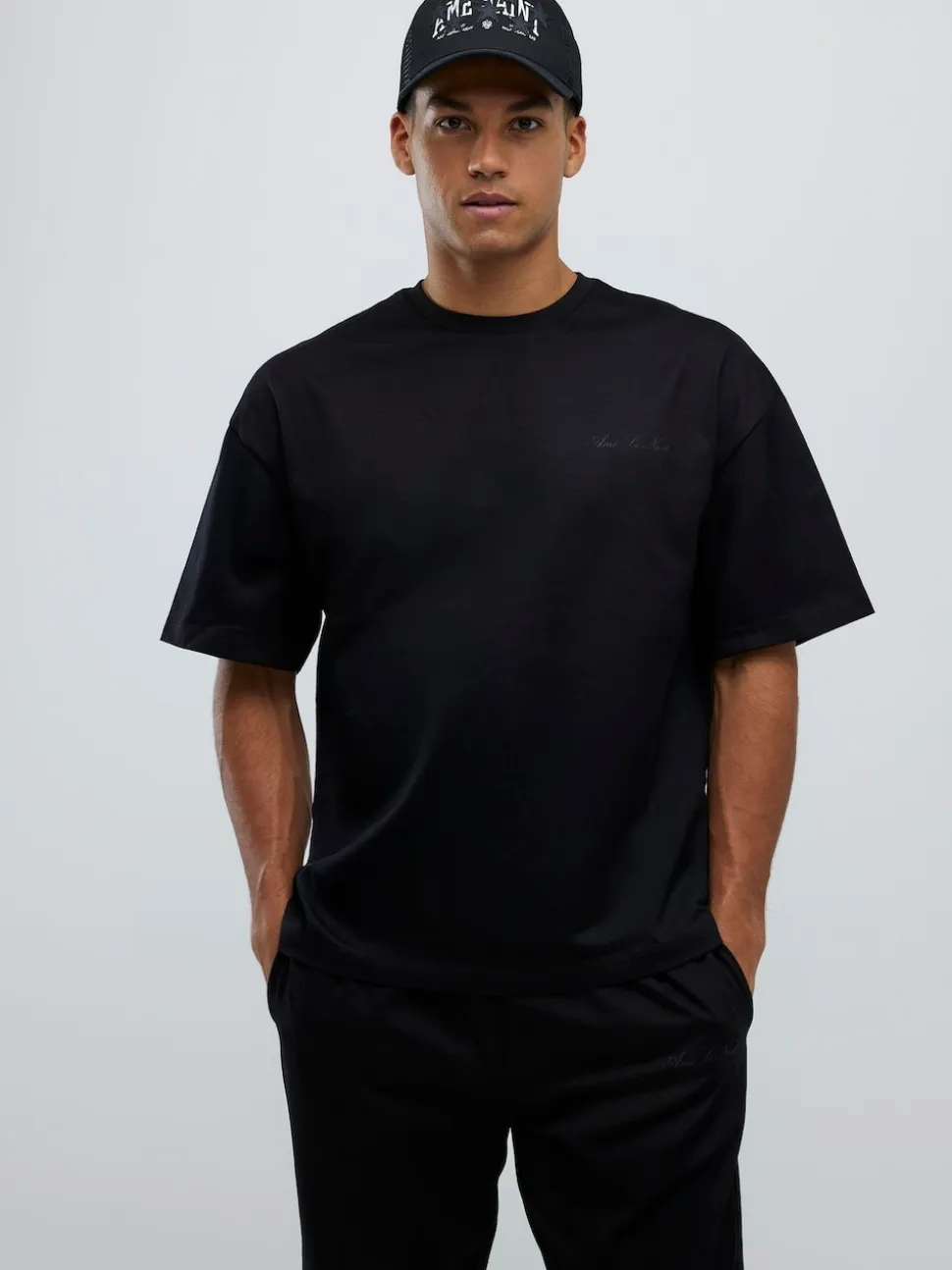 River Island Black Boxy T-Shirt and Jogger Set