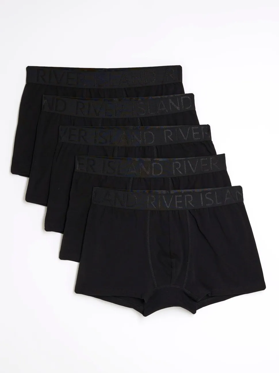 River Island Black Jacquard Waistband Trunks 5 Pack