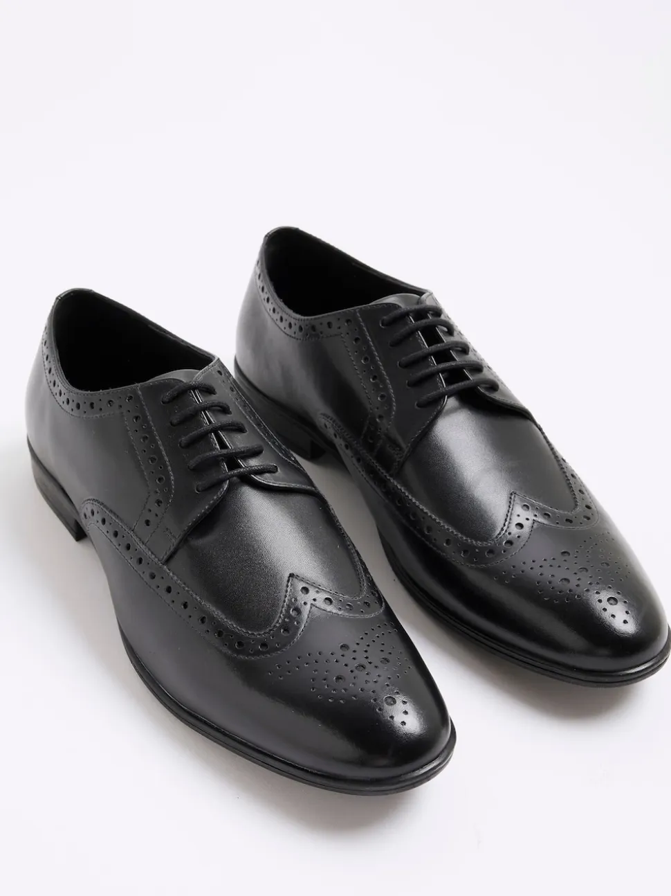 River Island Black Leather Derby Brogue Shoes