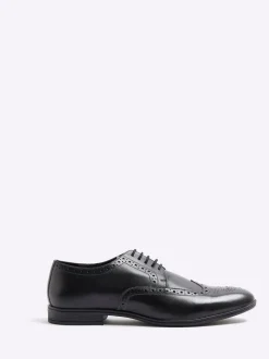 River Island Black Leather Derby Brogue Shoes