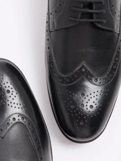 River Island Black Leather Derby Brogue Shoes