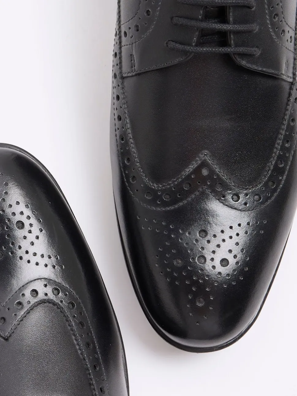 River Island Black Leather Derby Brogue Shoes