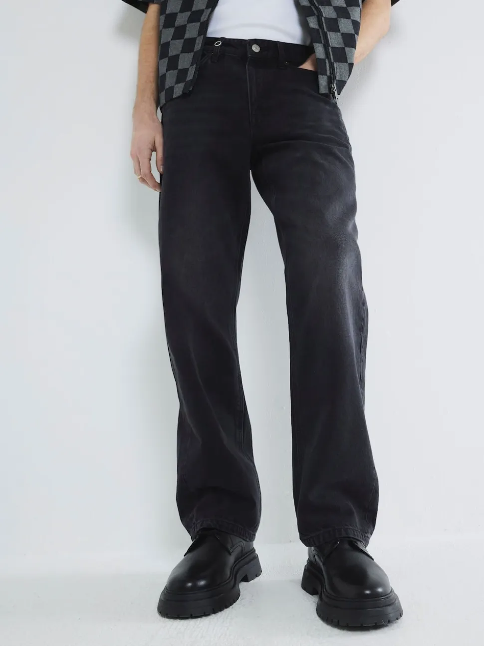 River Island Black Loose Fit Washed Jeans