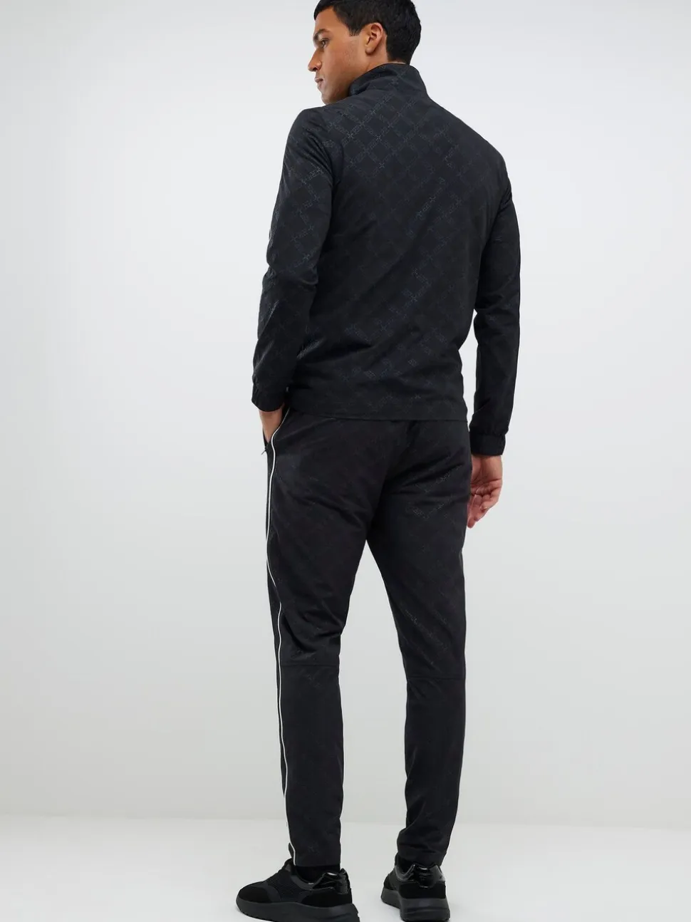 River Island Black Monogram Piped Skinny Joggers