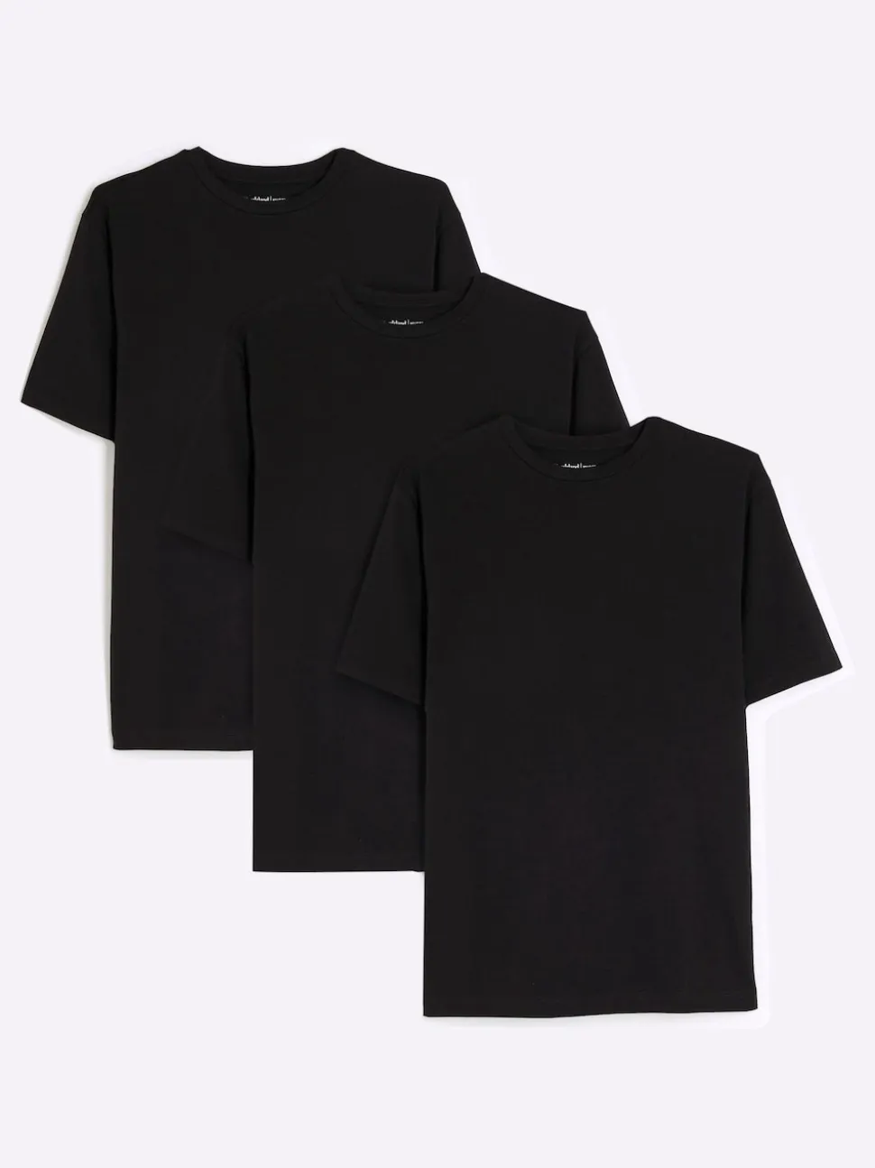 River Island Black Muscle Fit Crew Neck Cotton Jersey T-Shirts 3 Pack
