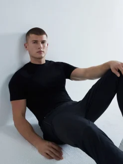 River Island Black Muscle Fit Crew Neck Cotton Jersey T-Shirts 3 Pack