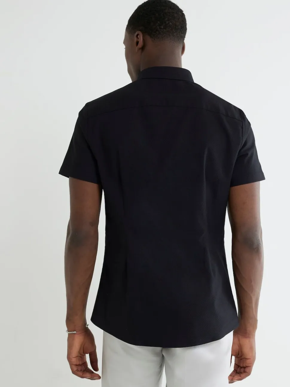 River Island Black Muscle Fit Textured Shirt