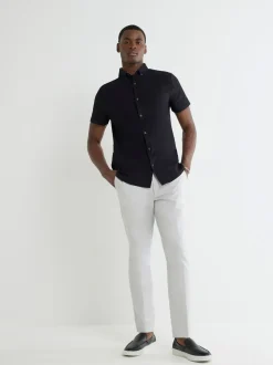 River Island Black Muscle Fit Textured Shirt