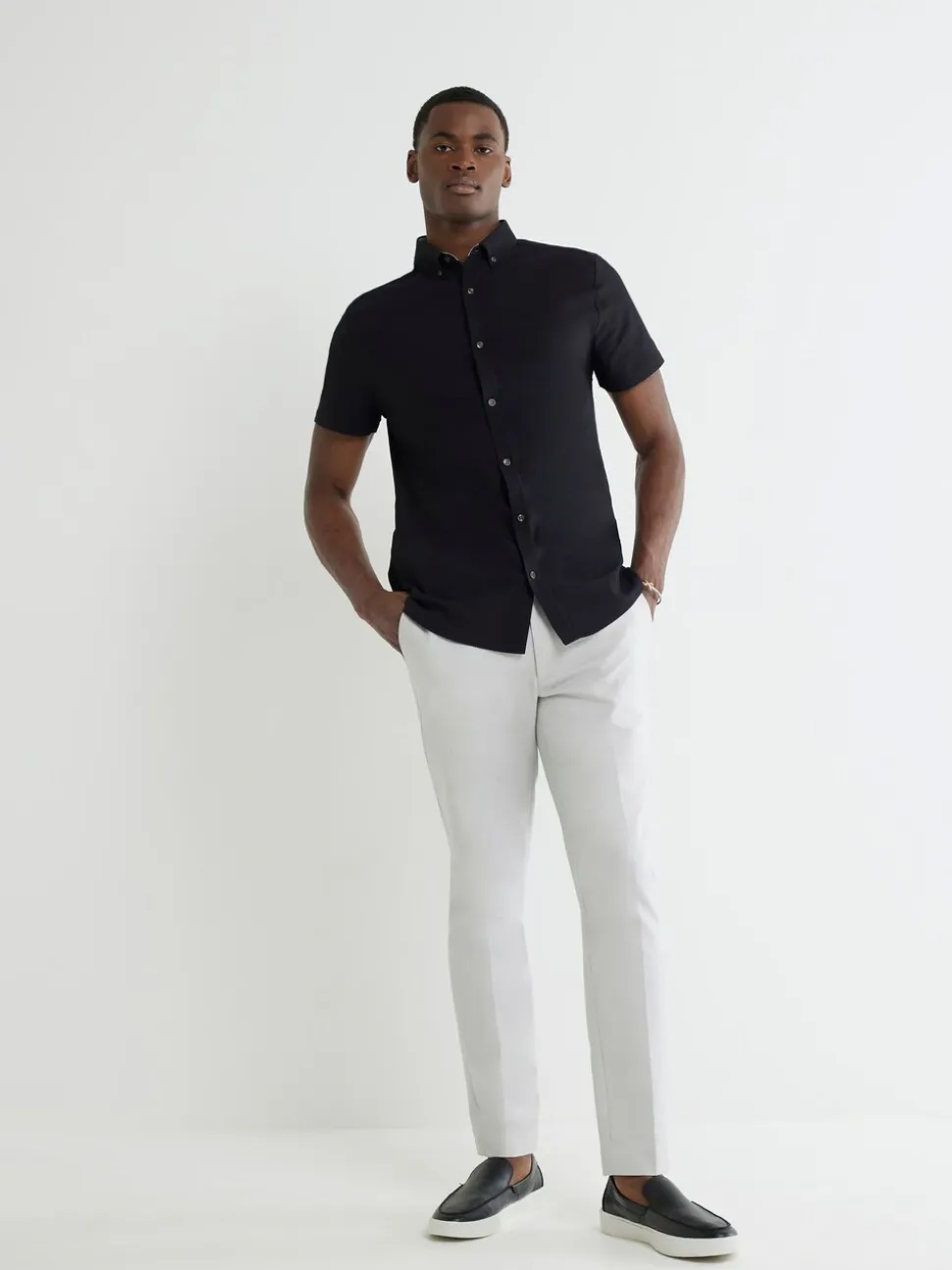 River Island Black Muscle Fit Textured Shirt