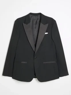 River Island Black Plain Slim Tux Jacket