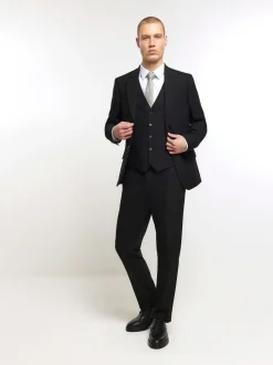 River Island Black Plain Suit Waistcoat