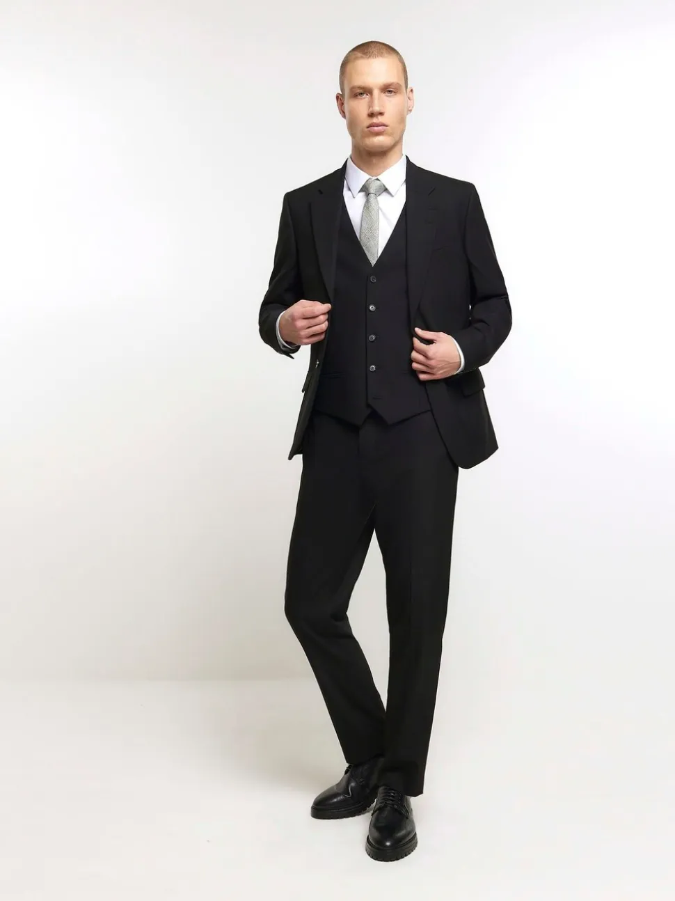 River Island Black Plain Suit Waistcoat