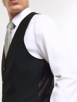 River Island Black Plain Suit Waistcoat