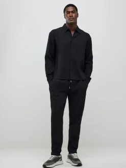 River Island Black Plisse Slim Fit Joggers