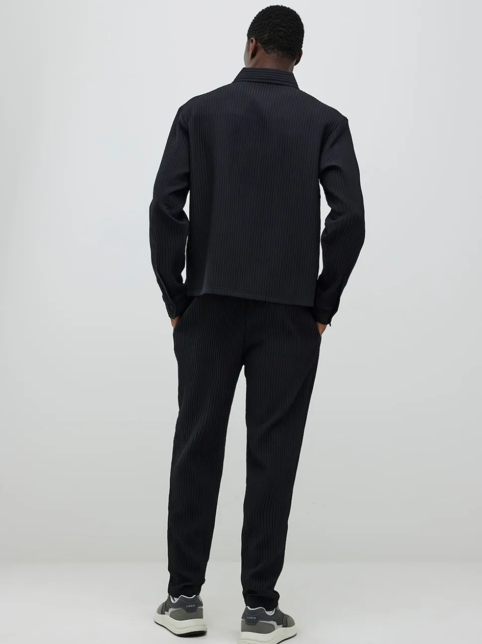 River Island Black Plisse Slim Fit Joggers
