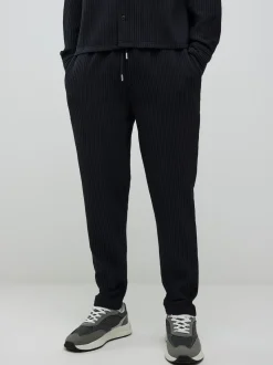 River Island Black Plisse Slim Fit Joggers