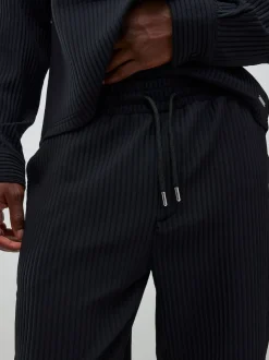 River Island Black Plisse Slim Fit Joggers