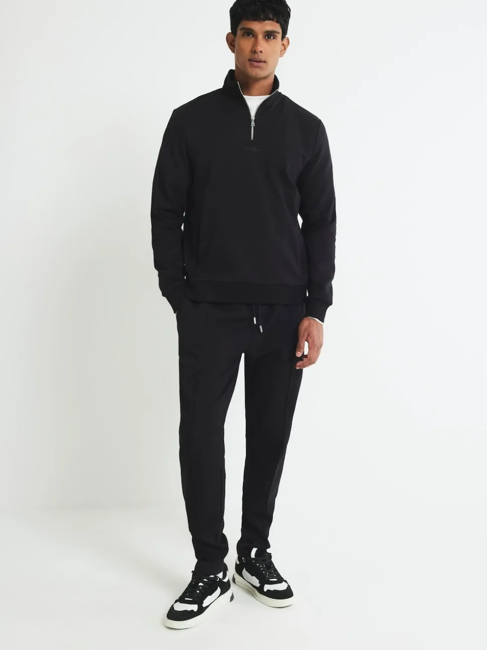 River Island Black Regular Fit Scuba Pintuck Joggers
