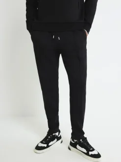 River Island Black Regular Fit Scuba Pintuck Joggers