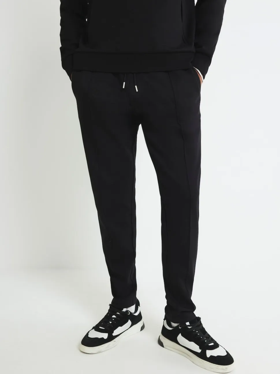 River Island Black Regular Fit Scuba Pintuck Joggers