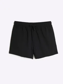 River Island Black Seersucker Swim Shorts