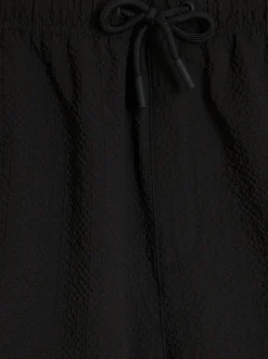 River Island Black Seersucker Swim Shorts