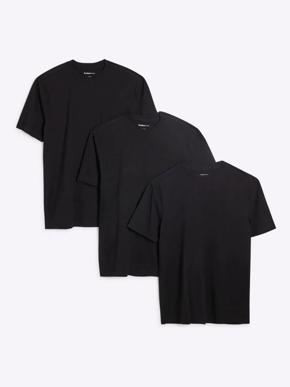 River Island Black Slim Fit Crew Neck Cotton Jersey T-Shirts 3 Pack