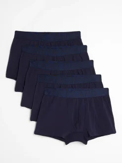 River Island Blue Jacquard Waistband Trunks 5 Pack