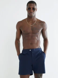 River Island Blue Piped Taped Swim Shorts