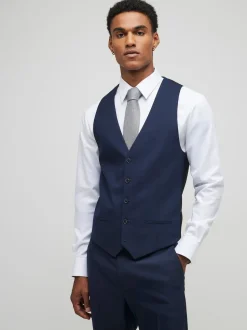 River Island Blue Plain Suit Waistcoat
