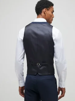 River Island Blue Plain Suit Waistcoat