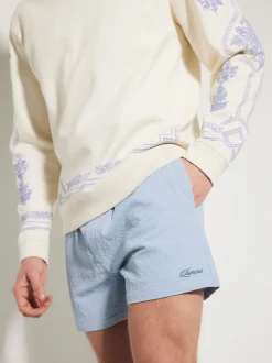 River Island Blue Seersucker Swim Shorts