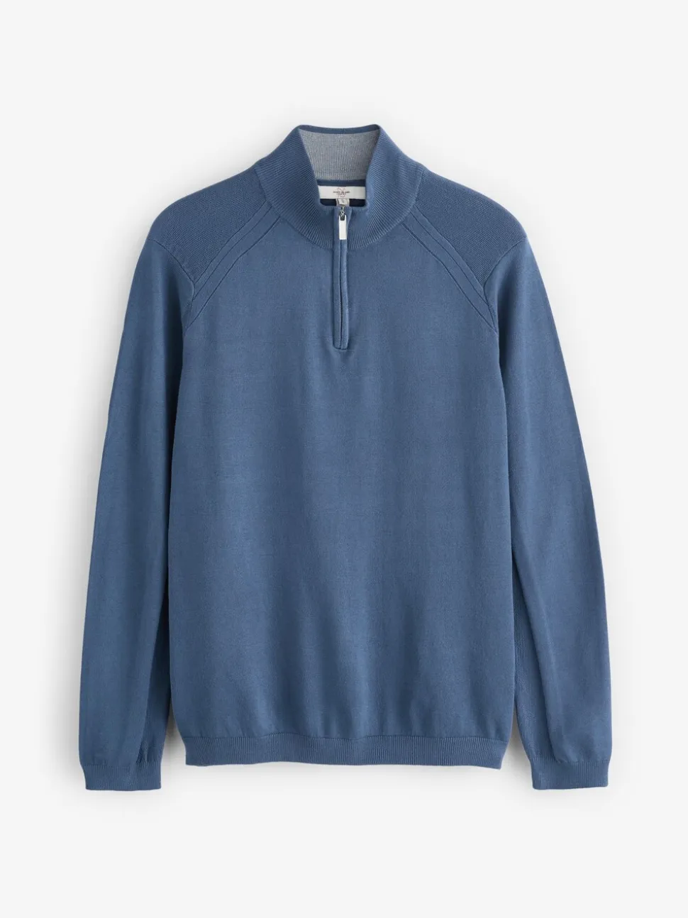 River Island Blue Slim Fit Premium Viscose Quarter Zip Jumper