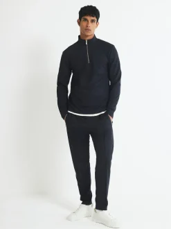 River Island Blue Slim Fit Pique Joggers