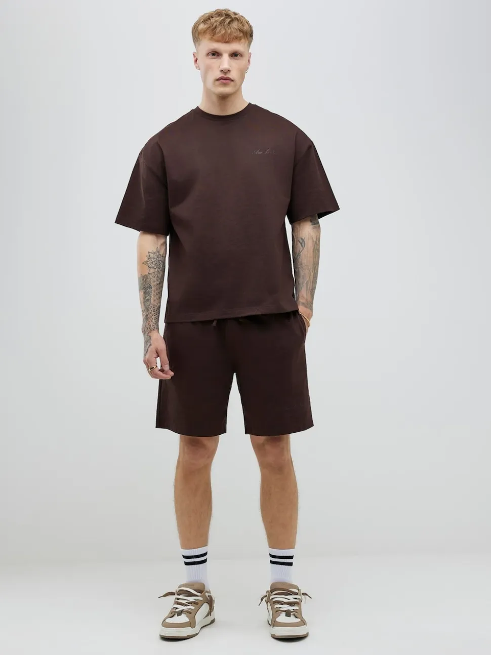 River Island Brown Boxy T-Shirt and Shorts Set