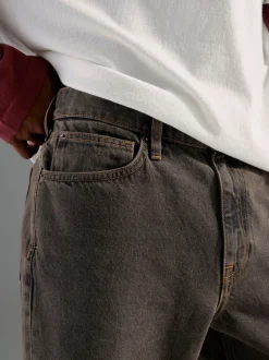 River Island Brown Loose Fit Washed Jeans