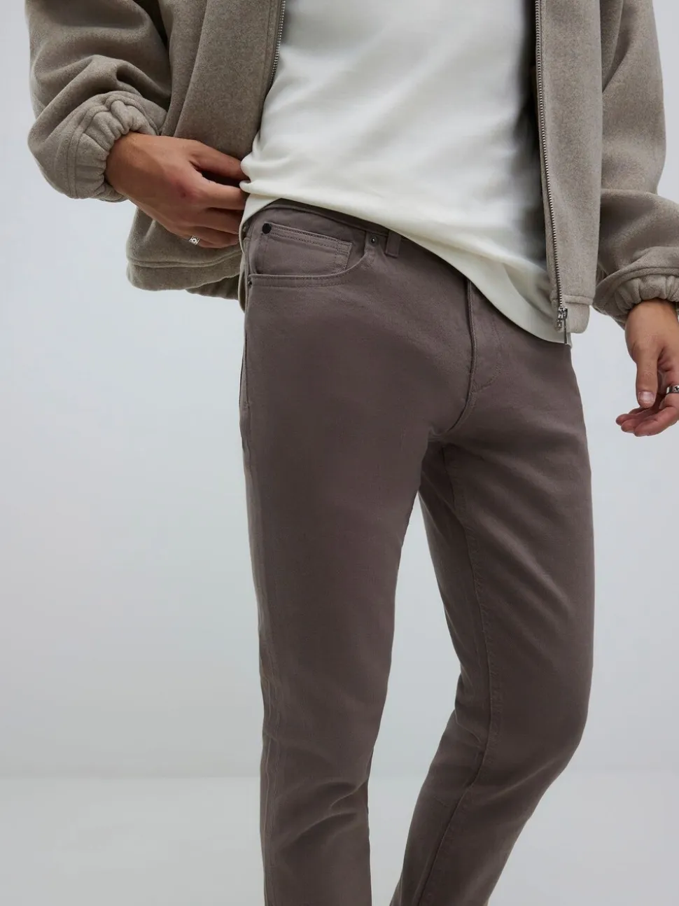 River Island Brown Slim Fit Stretch Washed Jeans