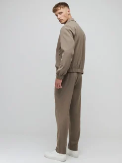 River Island Brown Slim Fit Woven Joggers