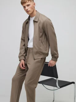River Island Brown Slim Fit Woven Joggers
