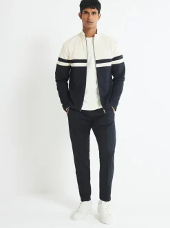 River Island Cream Slim Fit Blocked Shacket
