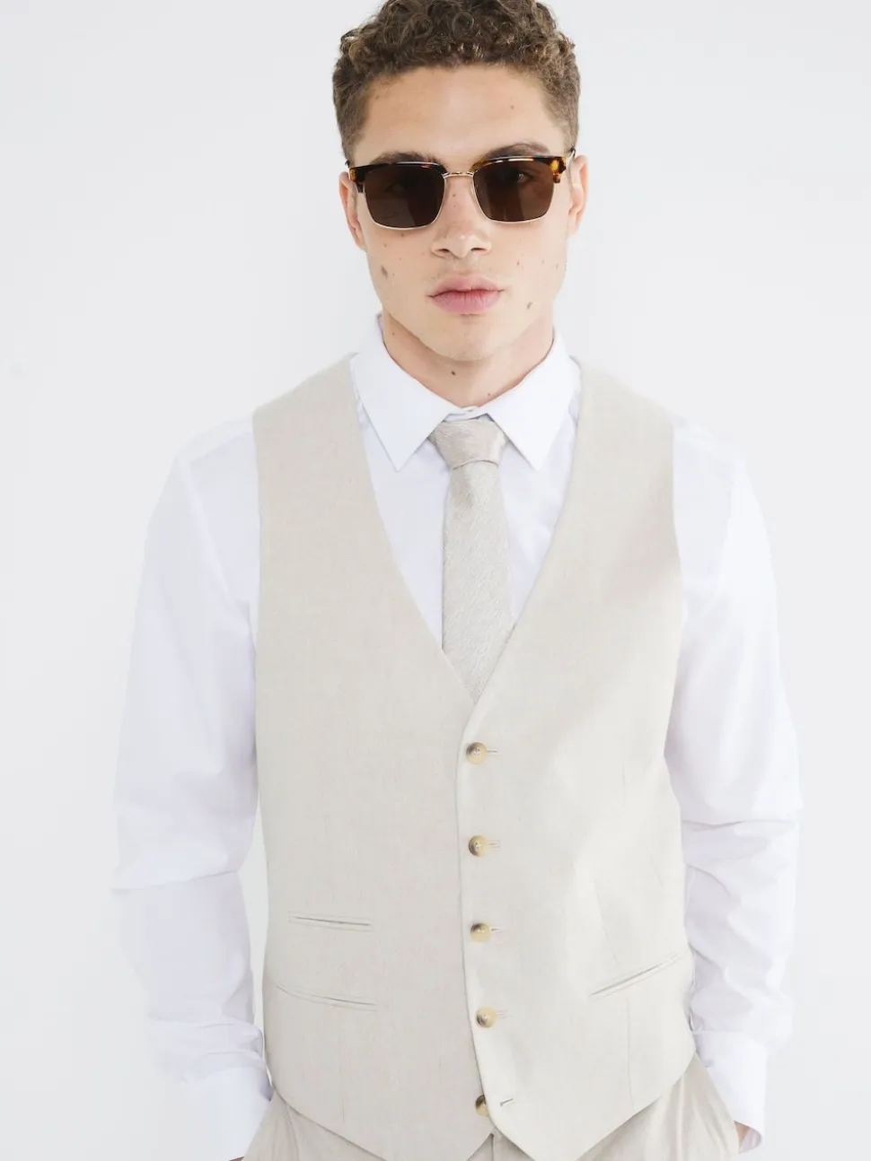 River Island Cream Waistcoat