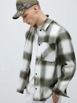 River Island Green Curved Hem Check Overshirt