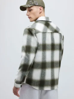 River Island Green Curved Hem Check Overshirt
