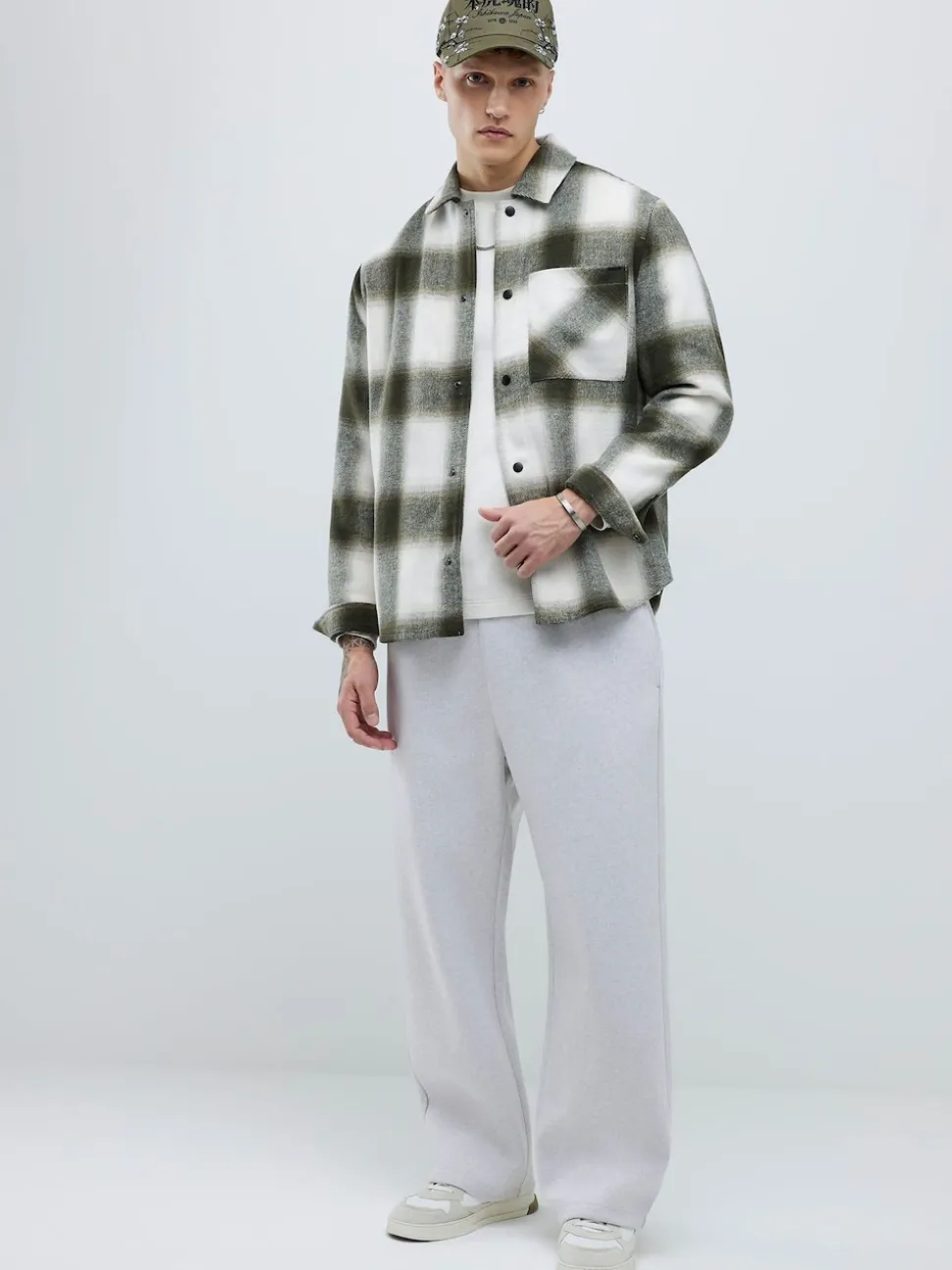 River Island Green Curved Hem Check Overshirt