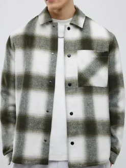 River Island Green Curved Hem Check Overshirt
