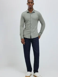 River Island Green Muscle Fit Pique Shirt