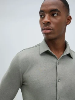 River Island Green Muscle Fit Pique Shirt