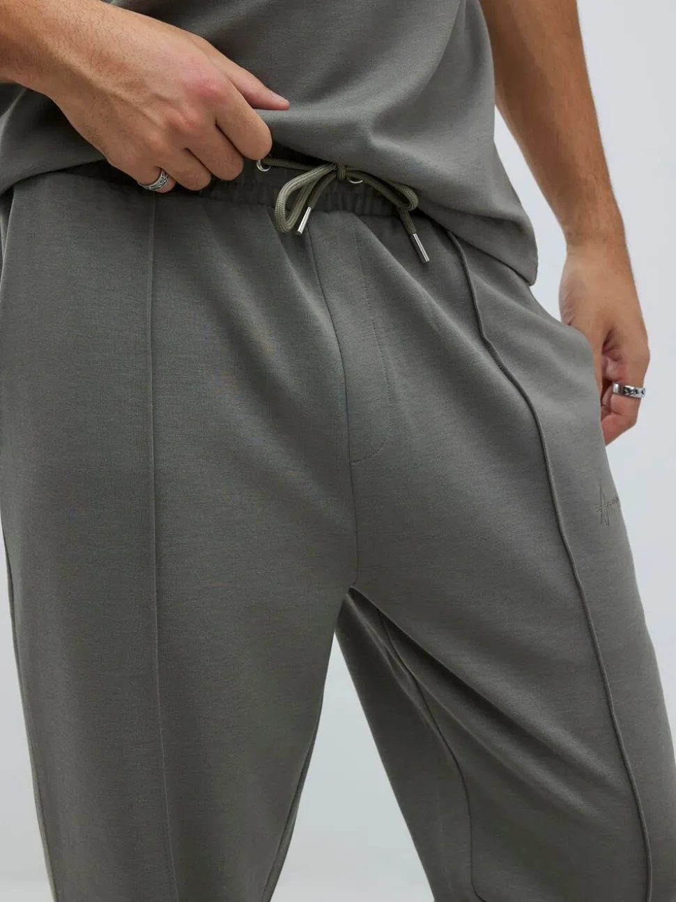 River Island Green Slim Fit Interlock Joggers