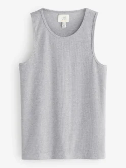 River Island Grey Muscle Fit Rib Vests 3 Pack